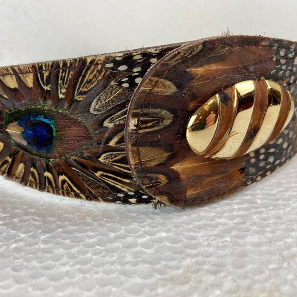 Vintage Art Belt  Real Genuine Peacock Pheasant main image 10